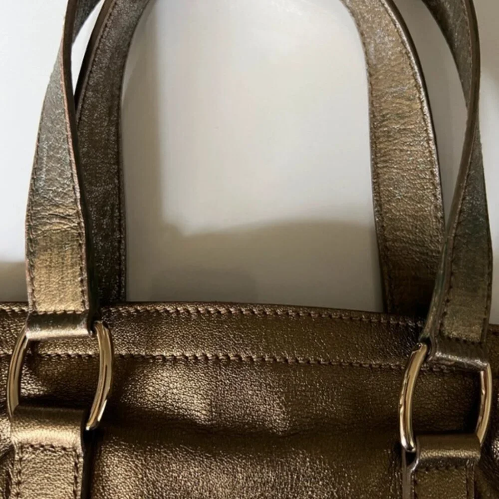 ✨ YSL Downtown Bag in Gold Goatskin Leather Excellent Condition + Dustbag & Auth - Picture 9 of 14